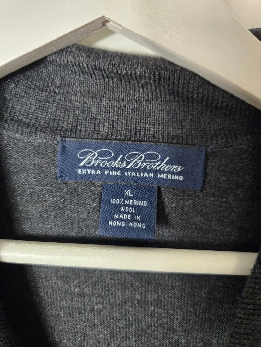Brooks Brothers Men's 100% Merino Wool Long Sleeve Polo Sweater Size XL Gray